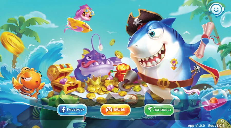 Adegan target ikan dan meriam pada permainan arcade bawah laut